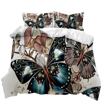 Schmetterling Bettbezug Set Schmetterling Pflaumenblütenzweig Muster Bettwäsche Set Weiche Bettwäsche Einzelbett Queen Size King Size Polyester Steppdeckenbezug