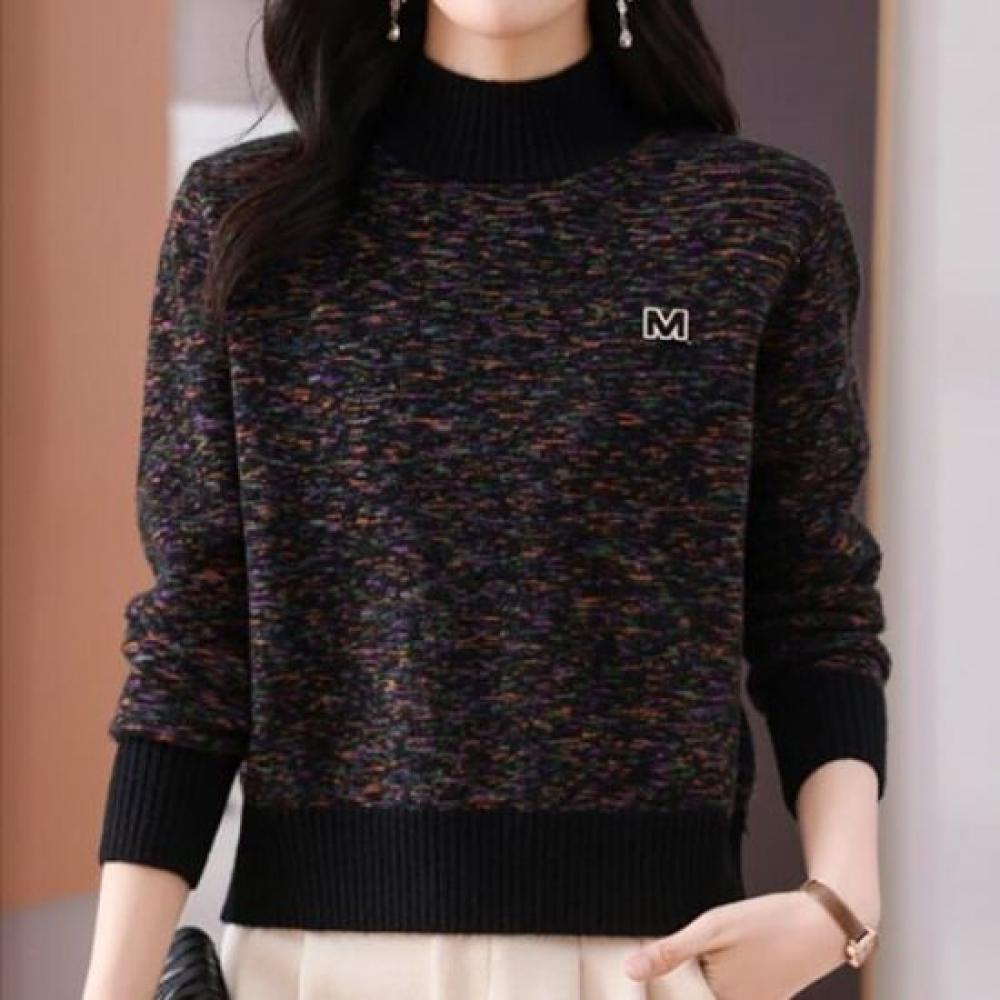Navava Women S Colorful Daily Mock Neck Long Sleeve Sweater Nk3379