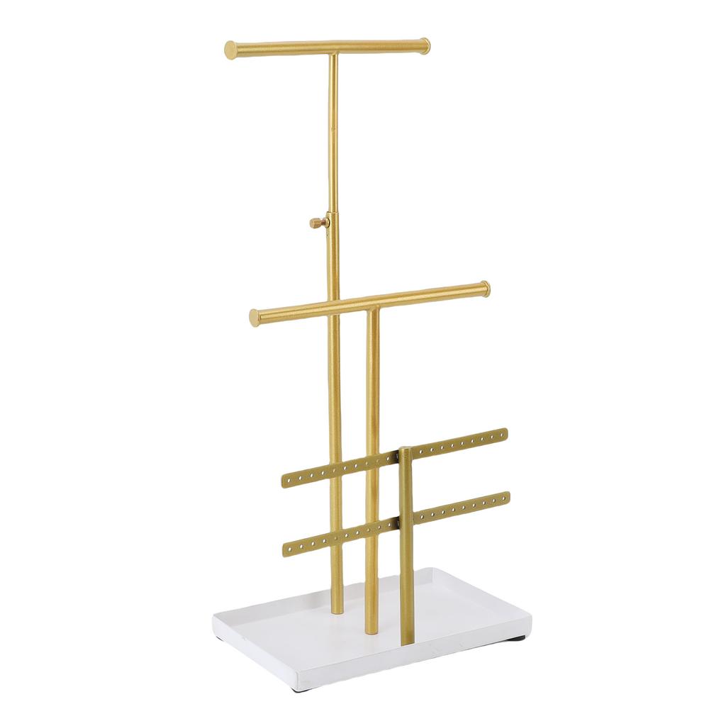 Jewelry Holder Stand 3 Tier Necklaces Earrings Bracelets Rings Metal Display Organizer with Tray