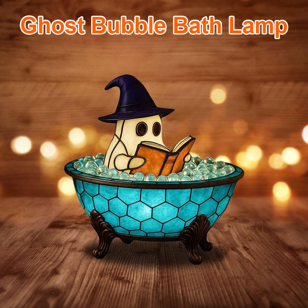 LED Halloween Ghost Night Light Battery Powered Ghost-Themed Mood Light Ghost Bathtub Accent Lamp for Home Bathroom Decor