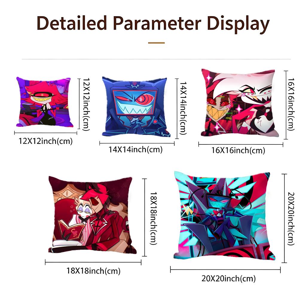 cartoon Hazbin Hotel Cushion Cover Cushion Cover Set 4Pcs 50x50 45x45 40x40 Pillowcase Decorative Sofa Home Decor