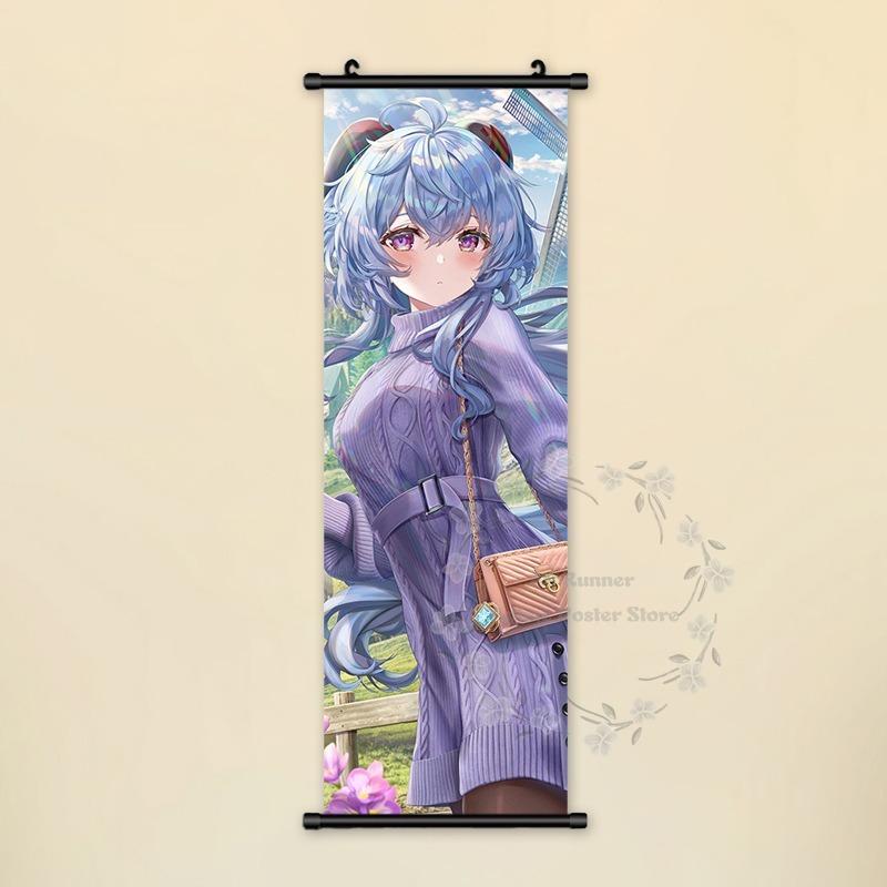 

Genshin Impact Poster Anime Hot Games Wall Artwork Hutao Klee Vendi Canvas Painting Print Hanging Scroll Home Decoration Gift 30x90cm