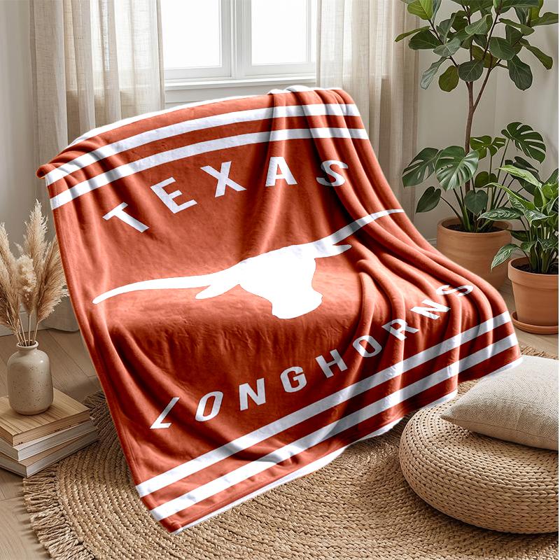 Texas Longhorns Spirit Sports Style Flannel Fleece Blanket Cozy Warm Throw Blanket For Couch Bed Travel All Season Use