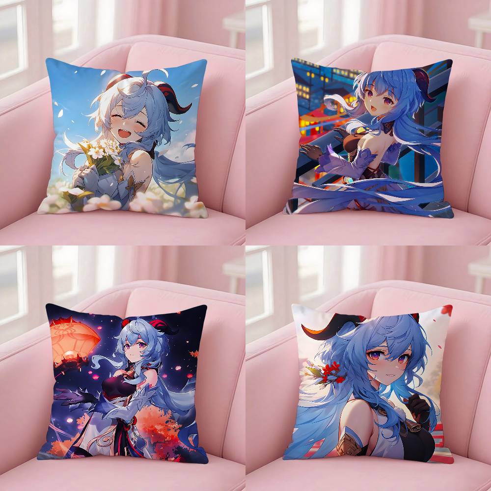 GGanyuGGenshin Case Plush Fabric Soft Pillowcase Double Sided Print Cushion Cover Household Gifts