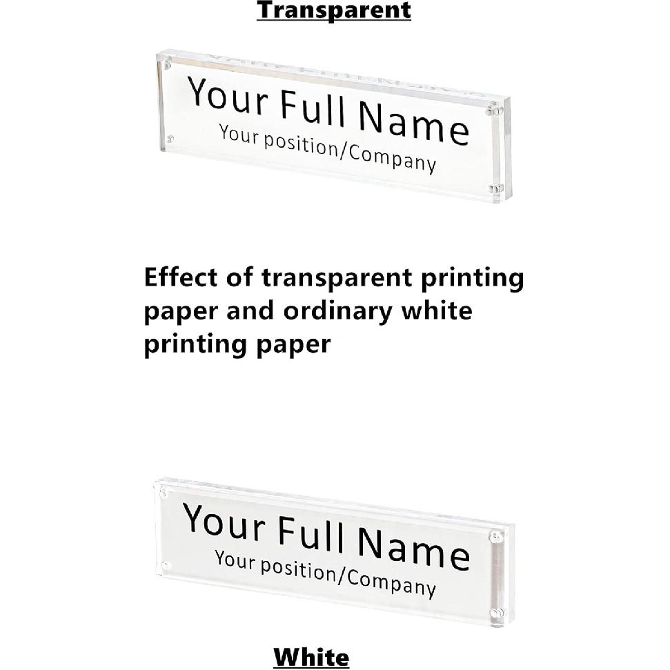 IEEK Acrylic Desk Name Plate, Clear Acrylic Block Nameplate Double Sided Holder, DIY Personalized Name, 2.5x10 Inch