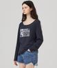 KITTY POTTERY Boat Neck Glam Graphic Long Sleeve T-Shirt Charcoal