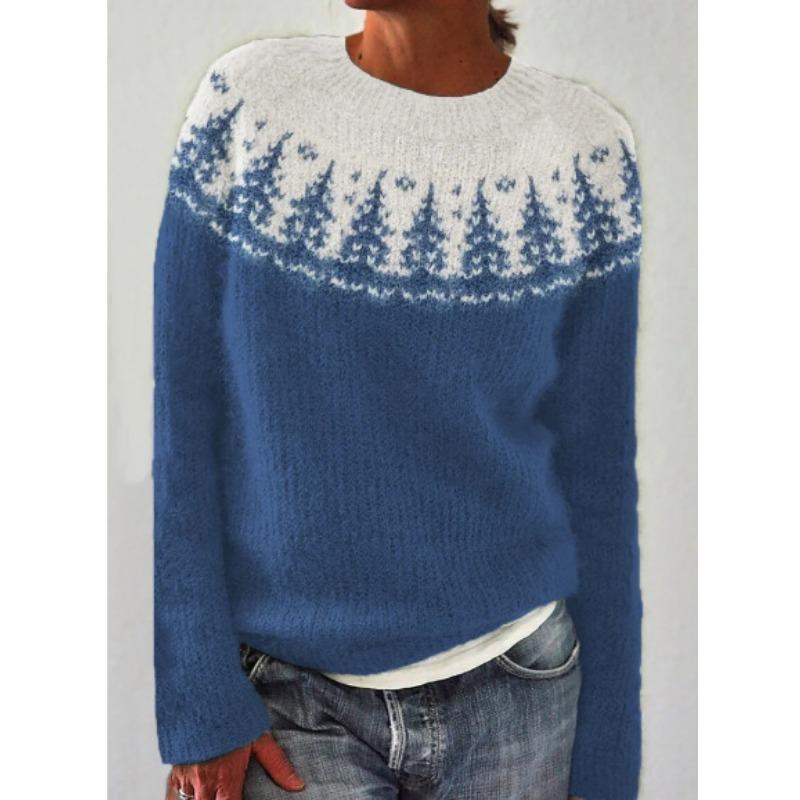 DAFIFY Dame Mote Casual Høst Vinter Rombemønster Langermet O-hals Gensere