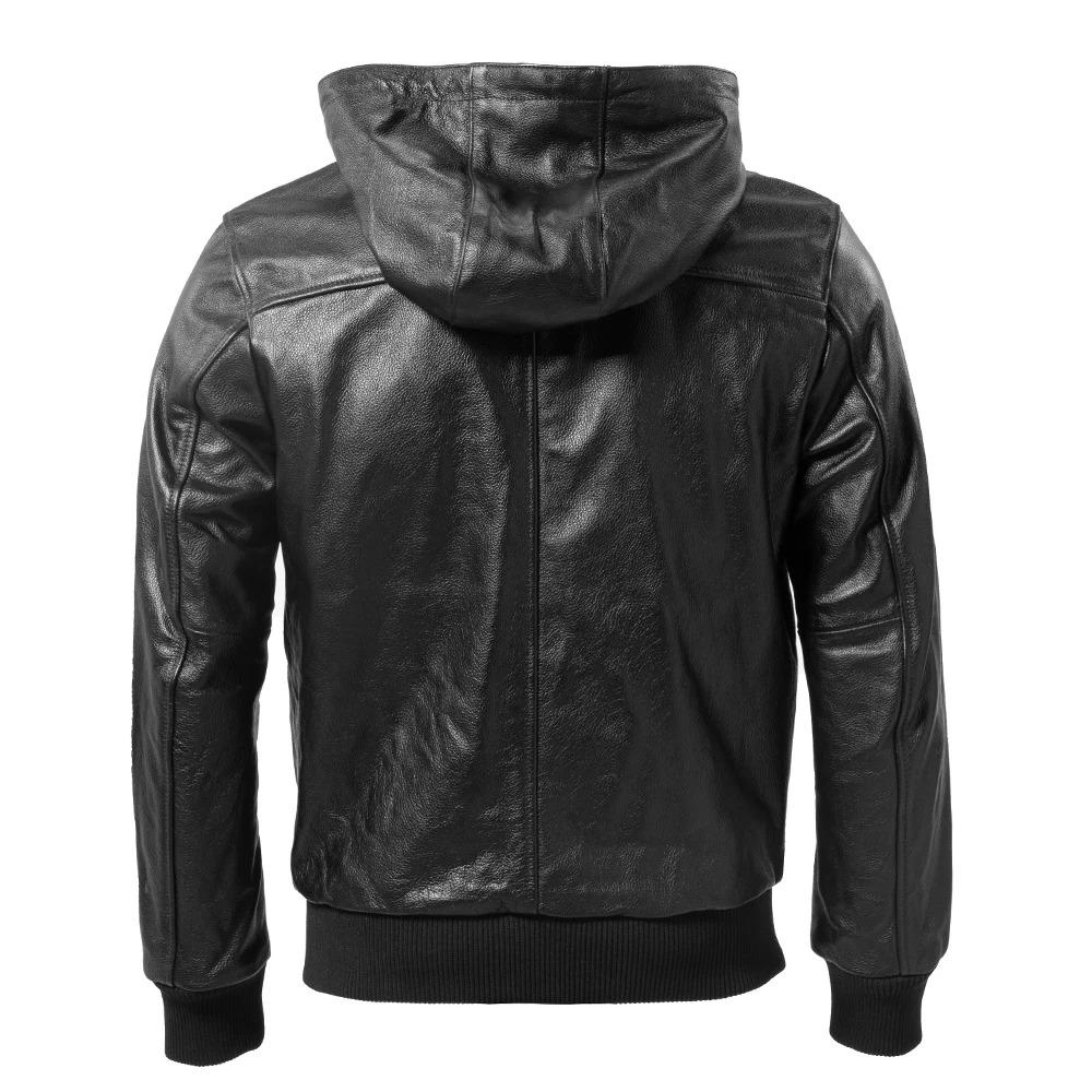 Chinese Size Men Leather Jacket Hooded Soft Natural Cowhide Genuine Leather Coat Hood Man Clothes Spring Autumn Clothing