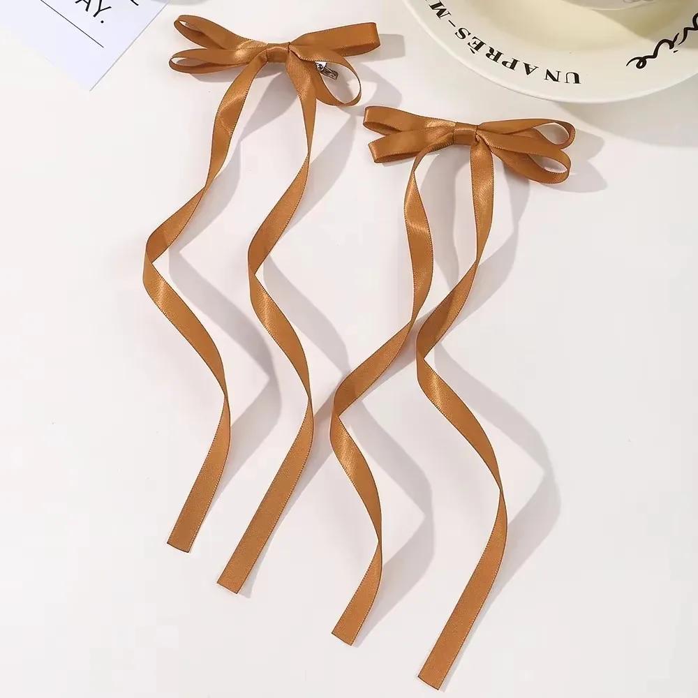 2pcs Long Tassel Ribbon Hairpin Cute Candy Bow Clip for Women Girls Party Gifts Headwear Side Clips Hair Accessories