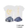 Women's Summer Moon and Letter Round Neck Pullover Short Sleeve T-Shirt