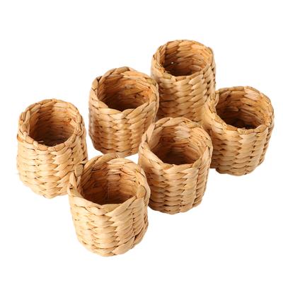 6Pcs Woven Napkin Ring Retro Rustic Style Strong Durable Light Small Napkin Holders for Party Wedding Ceremony