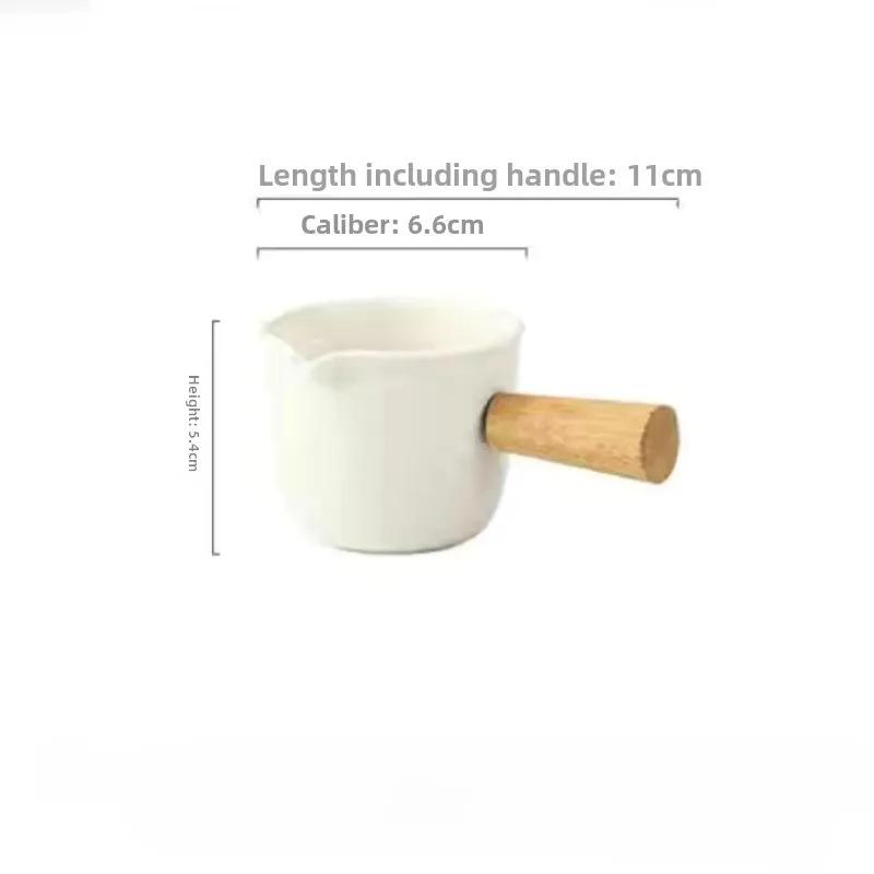 

Ceramic milk pot small ceramic frying pan milk pot butter heater 4-inch wooden handle ceramic milk pot heating