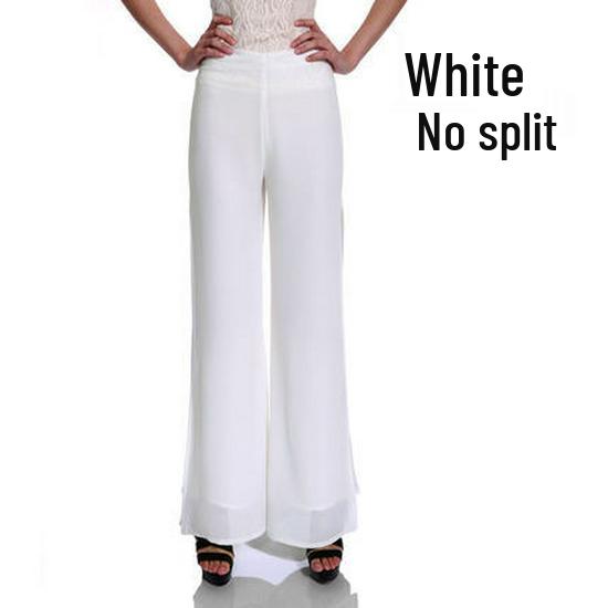 Šifonové culottes s vysokým pasem: Nadměrná velikost, Síťovina, Volné, Široké nohavice, Rovné, Rozparek, Ležérní palazzo kalhoty pro ženy.