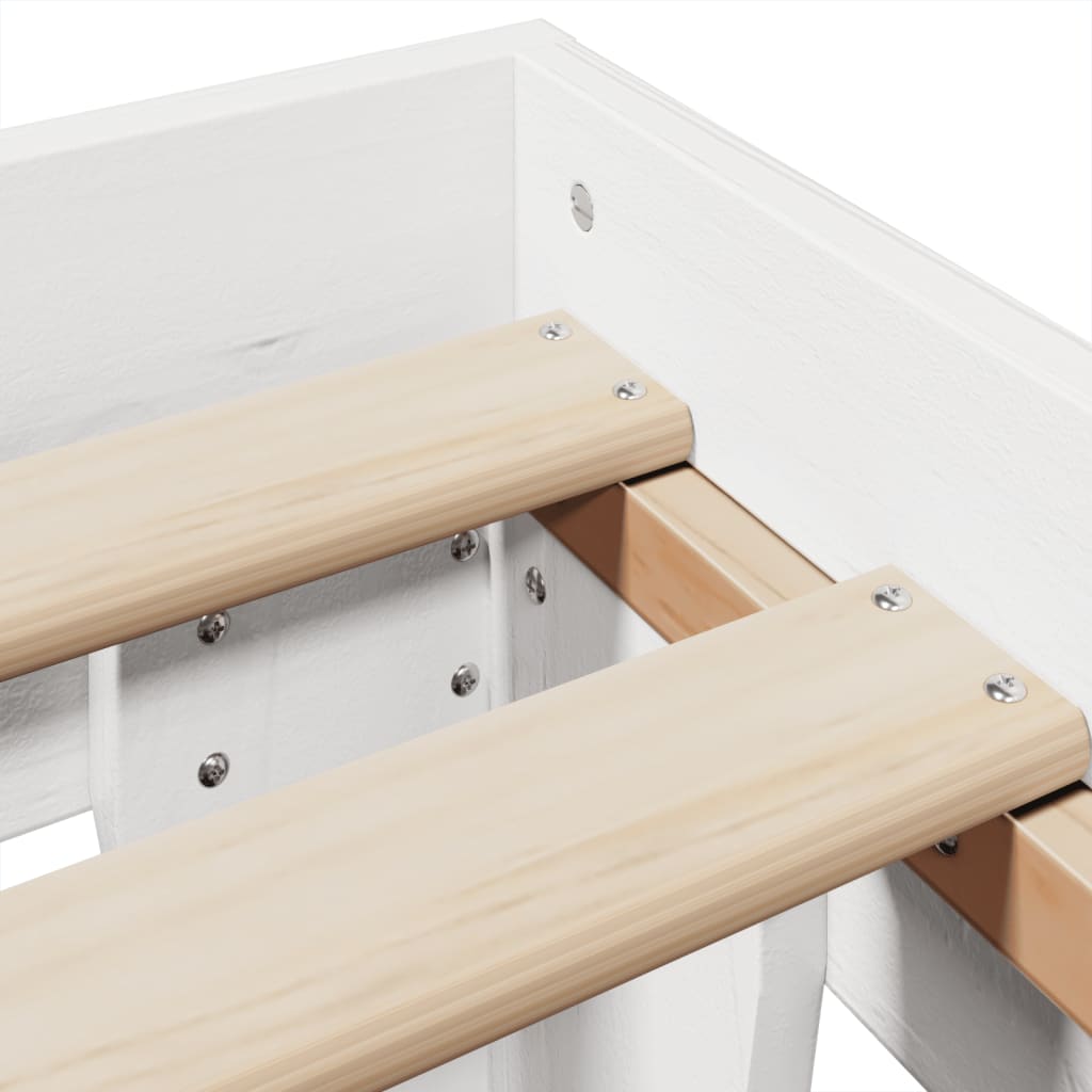 Vidaxl Bed Frame Without Mattress, White, 140X190 Cm, Solid Pine Wood