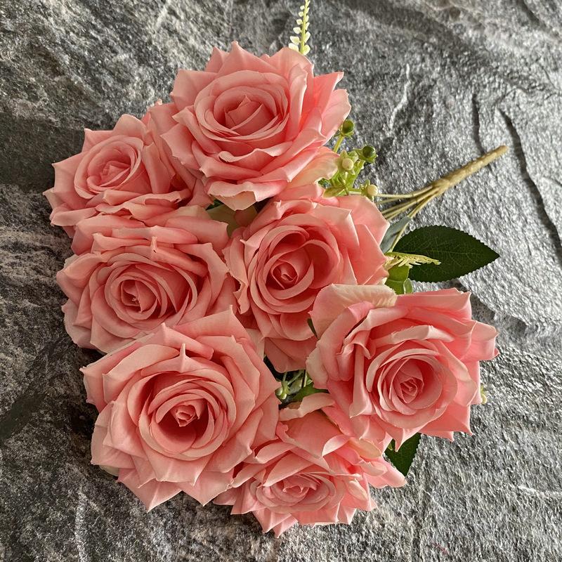 Artificial Roses Bundle Silk Fake Flowers Wedding Decor Simulation Flower Diamond Red Blue Rose el Garden Decoration Plant