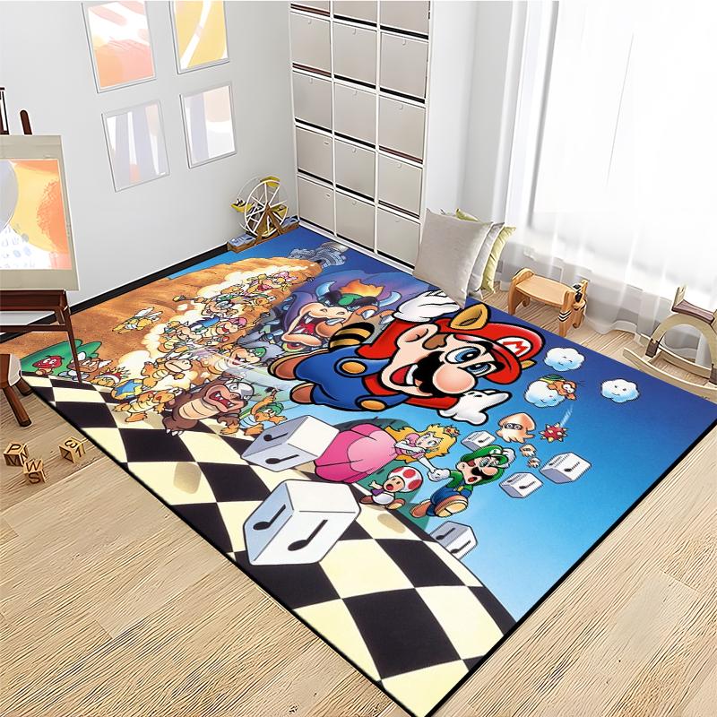 3D Cartoon Super Mario Bros Game HD Rug Area Carpet for Living Room Kids Bedroom Sofa Kitchen Decorate Child Non-slip Floor Mats