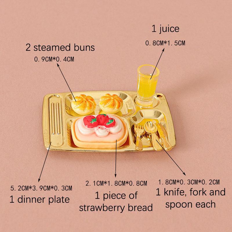 1/12 Dollhouse Mini Bread Hamburger Juice Set Dollhouse Simulation Breakfast Food Decor Dolls House Kitchen Pretend Play Toys