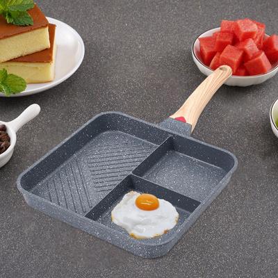 Divided Grill Frying Pan, Egg Skillet, Kitchen Cooking Tool for Baking Burger Breakfast, Eggs