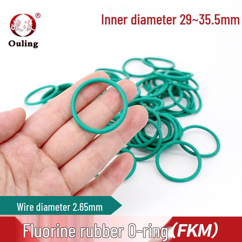 Green Fluororubber O-ring, Inner Diameters: 29-35.5mm, Thickness: 2.65mm ID 28mm (5pcs)