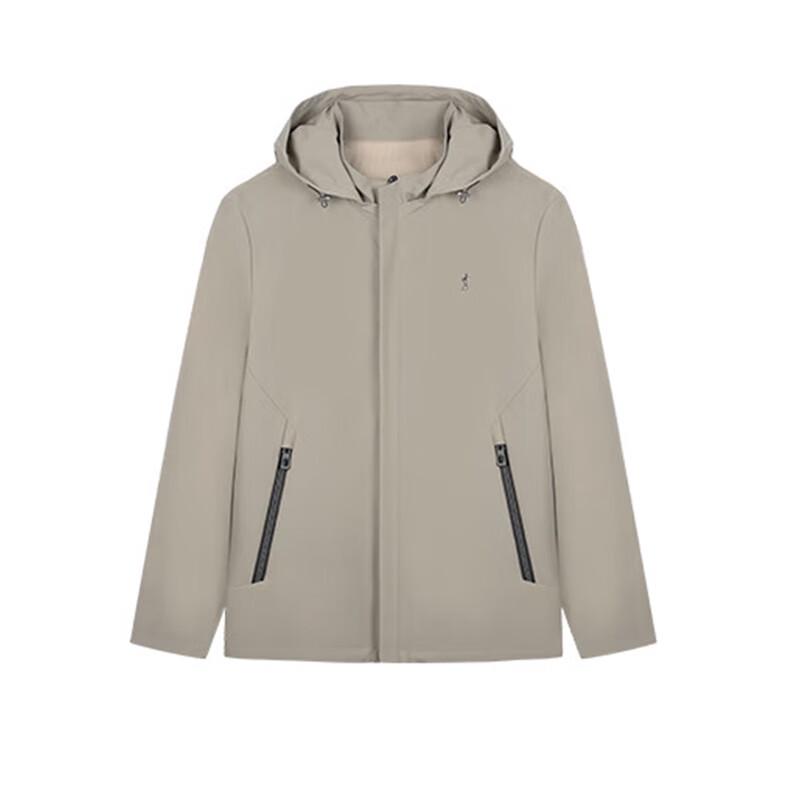 TRIES Men's Solid Color Windproof Jacket with Detachable Hood