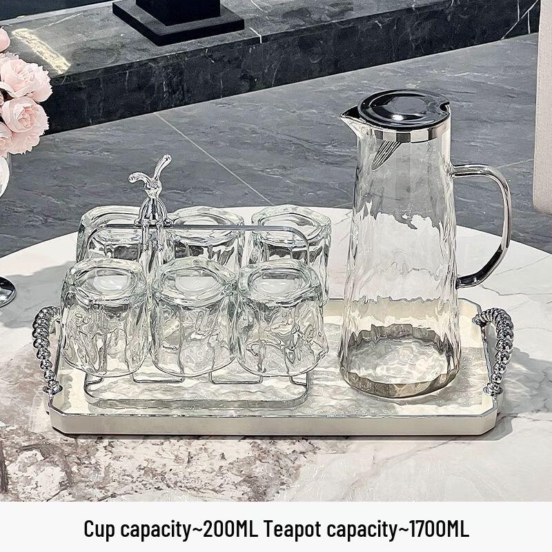Elegant Glass Water Pitcher & Cup Set