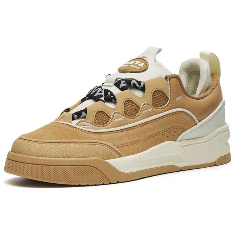 Anta Aojie Bread Shoes Non-Slip Shock Absorbing Breathable Low-Top Skate Shoes Women Sneakers Yellow-Brown 122248053-4