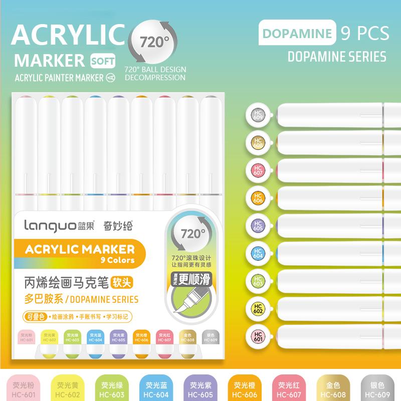 

9 цветов/набор Акриловая краска Арт-маркер Ручка DIY Граффити Рисование Ручки Для Блокнота Дневника Письма Живописи Канцелярские товары