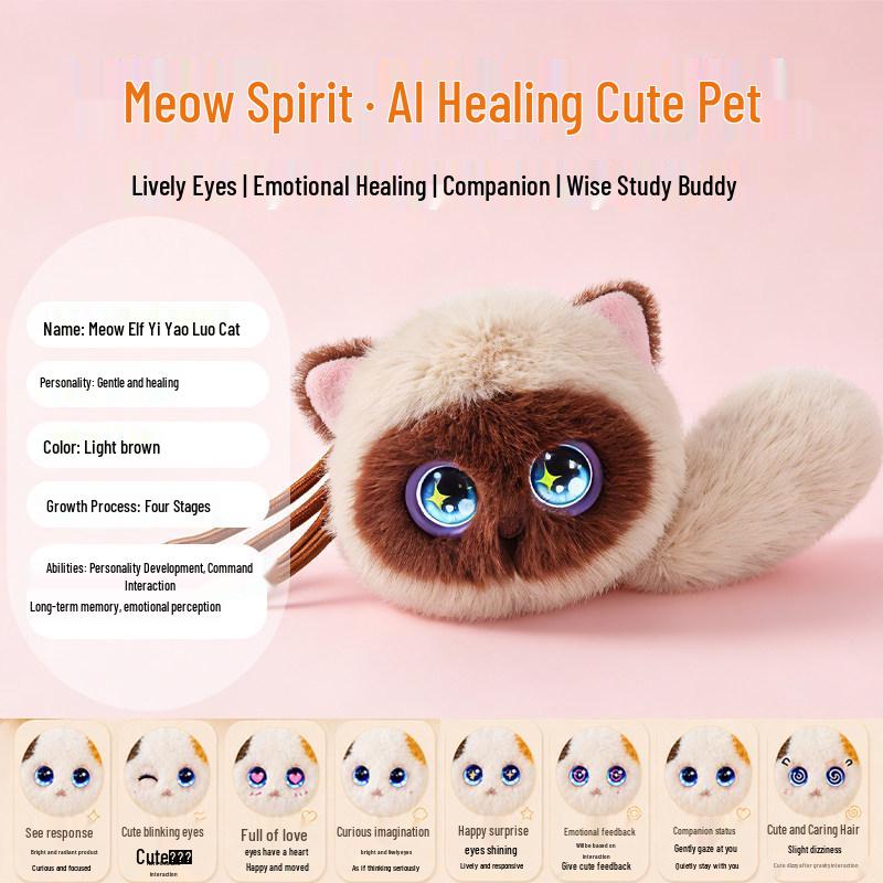 Meow Spirit AI Smart Plush Companion Robot - Interactive Pet Toy & Learning Gift