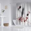 1 Piece 180X180Cm Abstract Human Lifesaving Halloween Themed Shower Curtain Partition Bathroom Waterproof And Mildew Proof