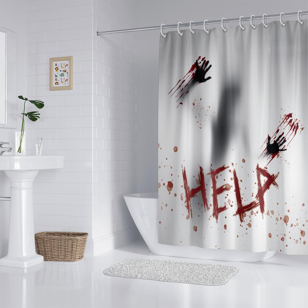 1 Piece 180X180Cm Abstract Human Lifesaving Halloween Themed Shower Curtain Partition Bathroom Waterproof And Mildew Proof