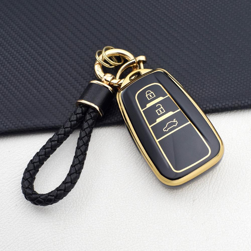 3 Buttons Tpu Anti-Scratch Car Key Case Cover For Toyota Camry Chr Corolla Rav4 Avalon Prado Prius - Key Chain Key Rings