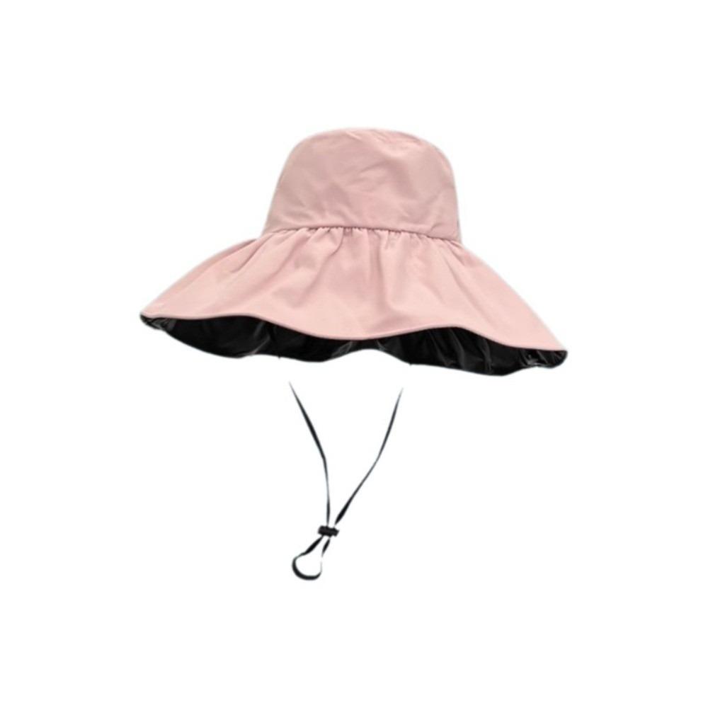 Solid Color Women Fisherman Hat Anti-Ultraviolet Foldable Wide Brim Sun Hat Adjustable Sunshade Sun Protection Hat