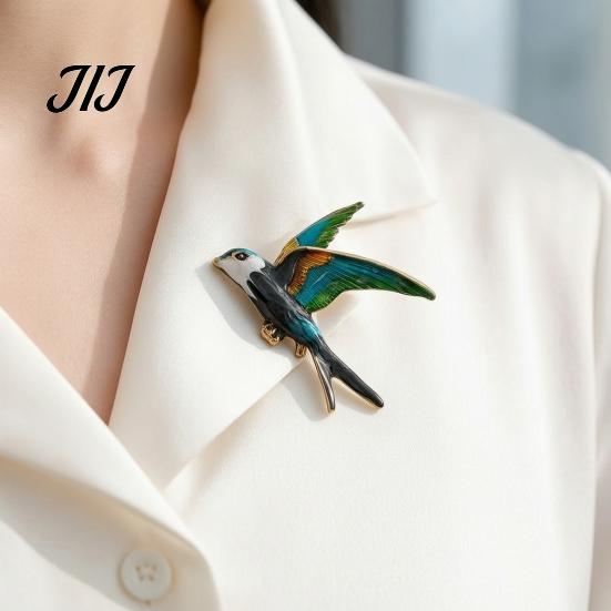 Oil Dripping Bird Pin Swallow Brooch for Women, Enamel Lapel Pin, Decorative Alloy Badge Coats Suits Dresses Scarves