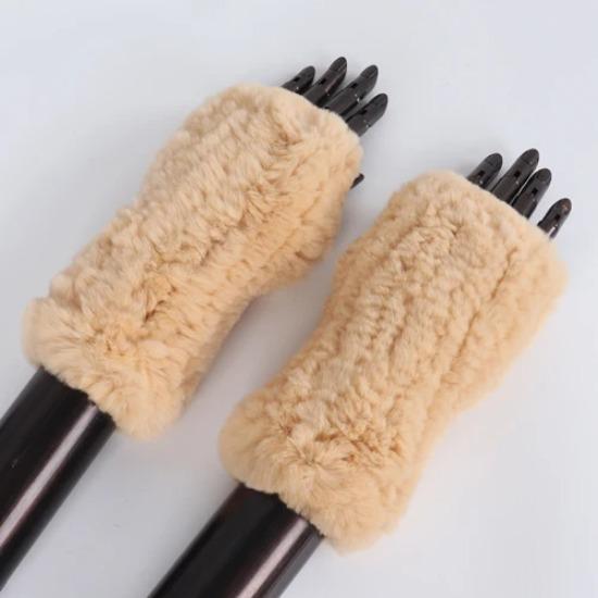 New Arrival Female Natural Rabbit Fur Gloves Knitted Warm Real Rex Rabbit Fur Mittens Women Winter Outdoor Rex Rabbit Fur Gloves