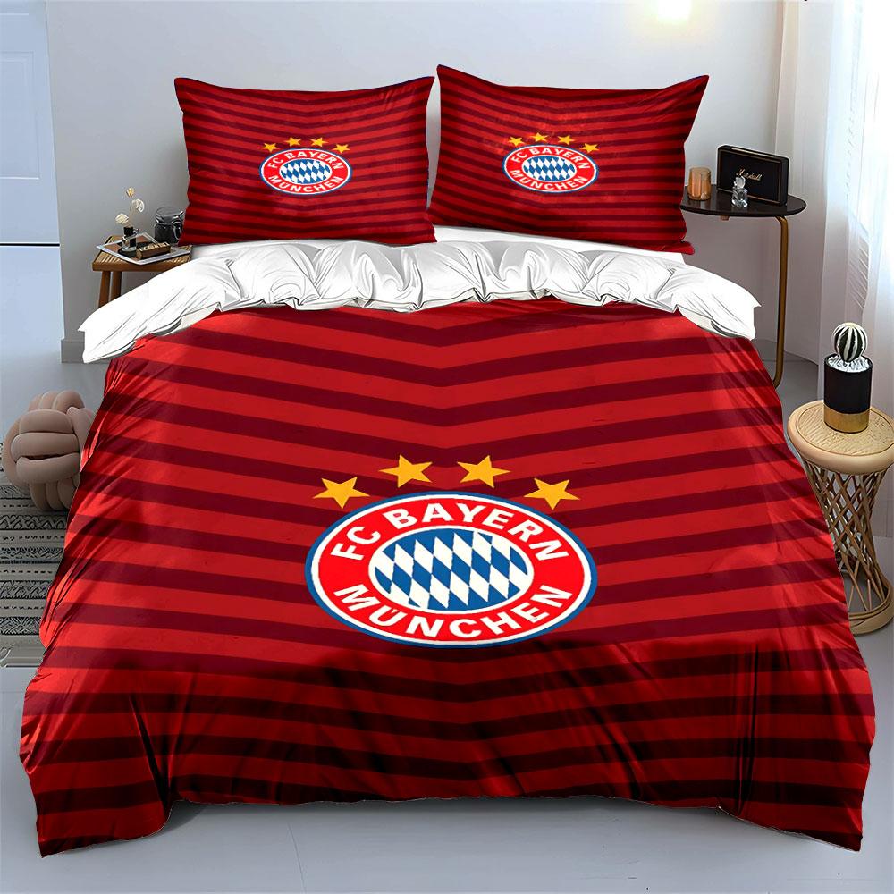 "Red Stripe FC Bayern Bedding" Bedding Duvet Cover Set Duvet Cover Pillowcases  (1 * Duvet Cover 2 * Pillowcases, Without Duvet Insert)