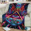 Bule Evil Eye Blanket Hamsa Hand Psychedelic Blanket for Travel Bedding Chair Adult Lightweight Bohemian Style Blanket Tapestry