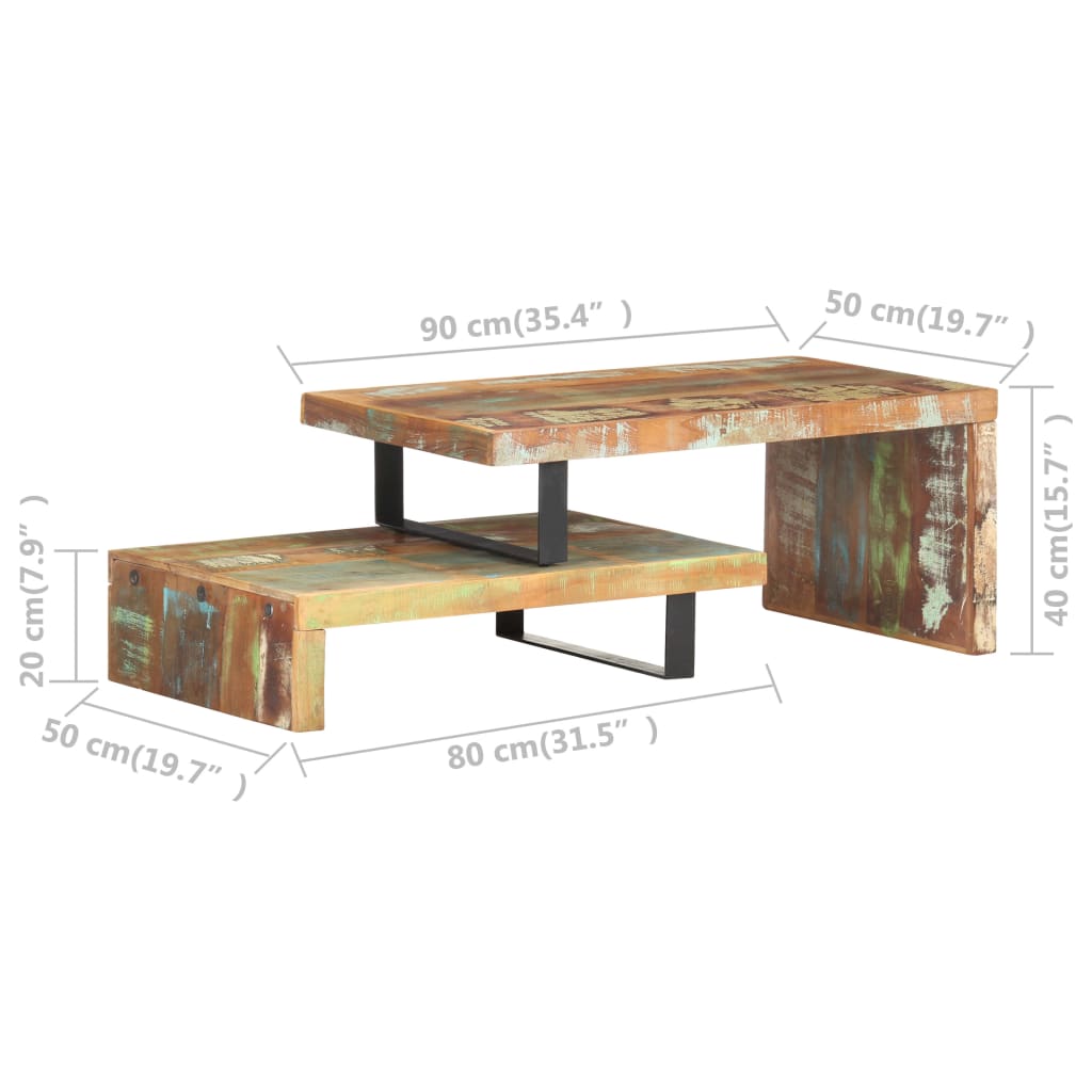 2 Piece Coffee Table Set Made of Recycled Solid Wood