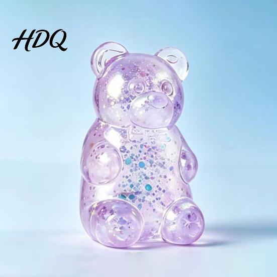Stress Relief Gadget Mini Clear Bear Squeeze Toy, Sitting Sensory Desk Toy Soft Stretchy Sugar Ball Fidget Party Favors Kids