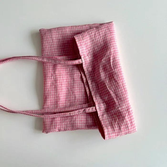 Strawberry Pink Linen Mini Bag