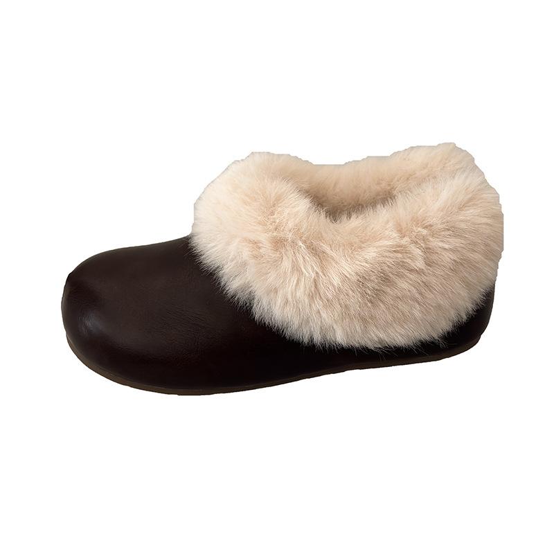 Fashion retro velvet warm and non-slip thick-soled cotton shoes, winter outer wear heightening thickened fluffy girls cotton shoes shoes