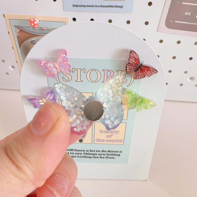 6Pcs Loveliness Shiny Colorful Butterfly Refrigerator Magnet Po Wall Message Board Magnetic Stickers Home Decor Accessories