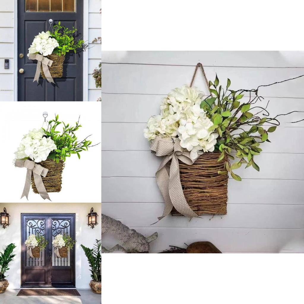Wunderschöner Frühlings-Künstliche Hortensien-Korbkranz Atemberaubende Türhänge-Dekoration