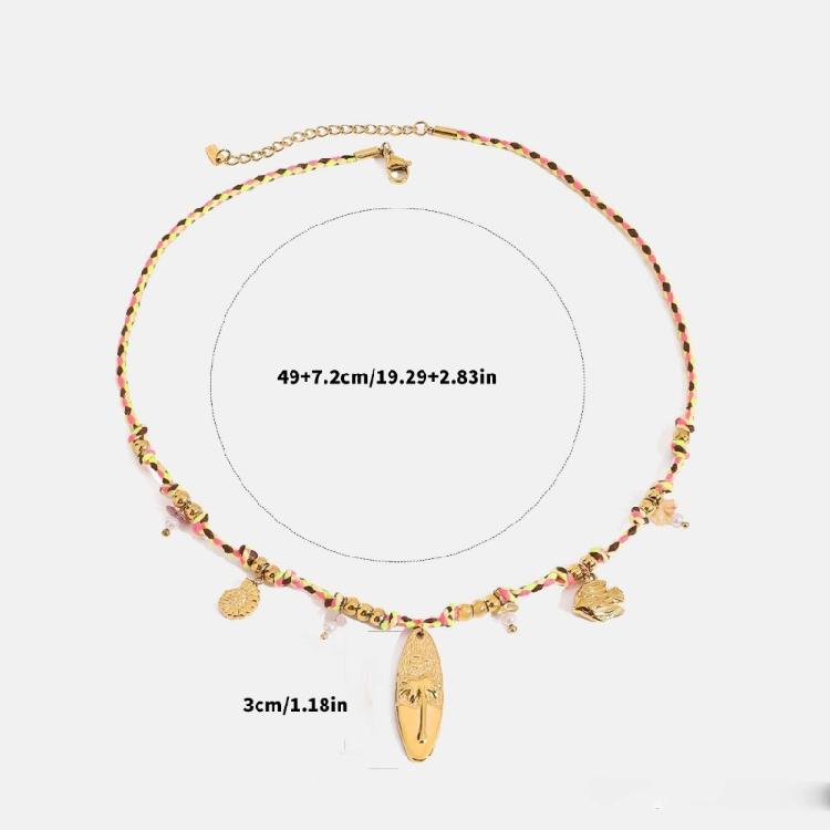 Gold Copper Fish Pendant Necklace Adjustable Braided Cord Jewelry Bohemian Oceanics Theme for Women