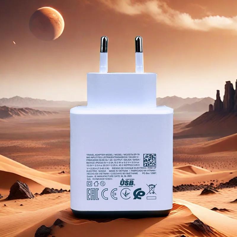מטען לסמסונג 45W טעינה מהירה במיוחד מתאם EU CERTIFIED ל-Galaxy Z Fold 5 4 3 Flip 5 4 3 S23 S24 Ultra S20 S22 S21