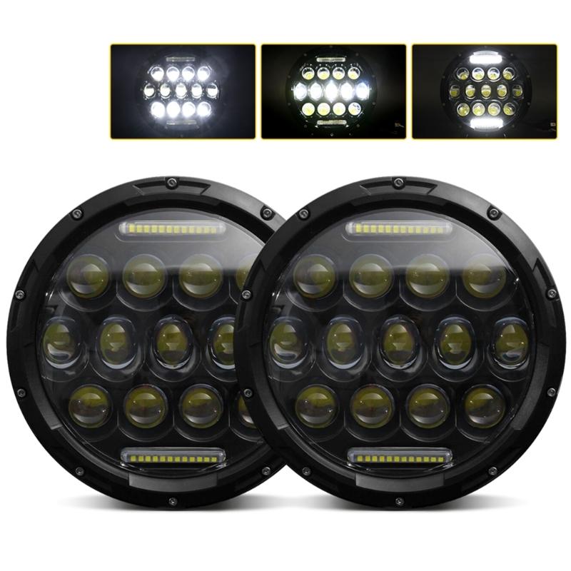 Universal 7'' Round LED Headlight for LJ 1997-2018 SUV Car Fog Light LED Headlights ith /Lo Beam DRL Eye