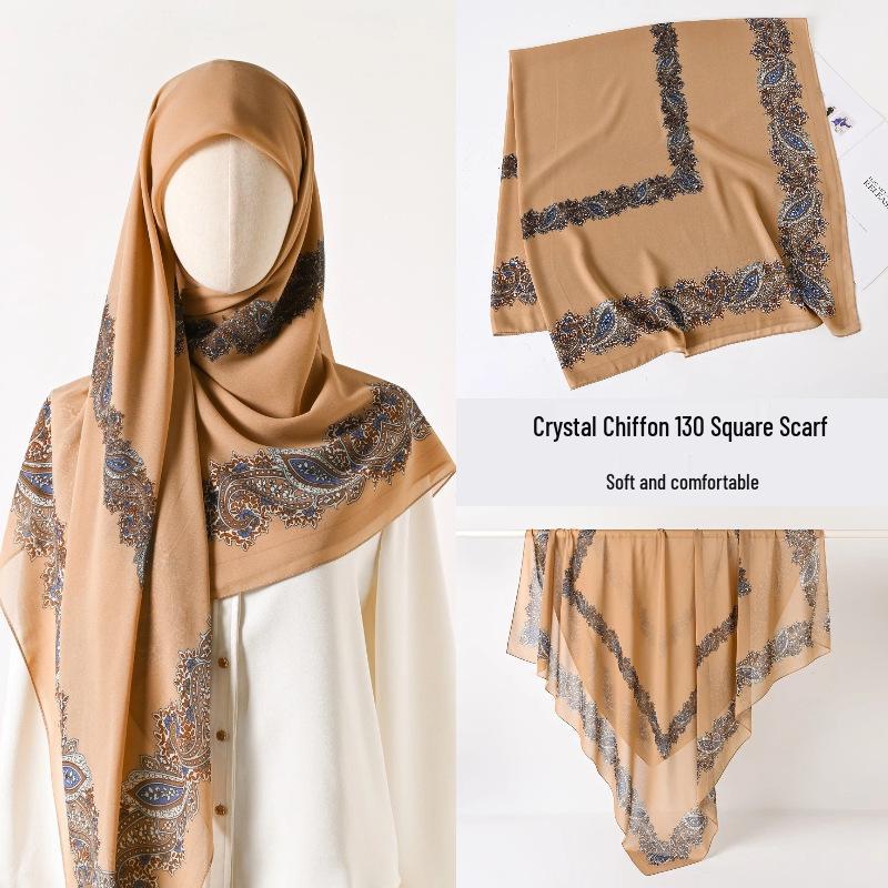Damenmode 130x130 Seidenähnlicher Gaze Quadratischer Schal Stola - High-End, Leichtgewicht, Langer Schal