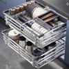 Kitchen Cabinet Double-Layer Pull-Out Dish Rack