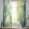 Dark Green Triangle Irregular Graphic Chiffon Sheer Curtains For Living Room Bedroom Home Decoration Window Voiles Tulle Curtain