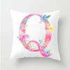 Flower 26 Letters Alphabet Decorative Cushion Cover Polyester Pillowcase Throw Pillow Cover Home Decor Fundas De Cojin 45X45Cm