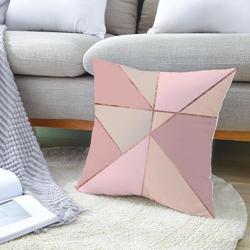 Modern Simple Pillow Cover Office Cushion Cover Pink Geometric Print Cushion Home Furnishings Home